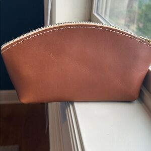Portland Leather Eclipse Makeup Bag, Honey, NEW